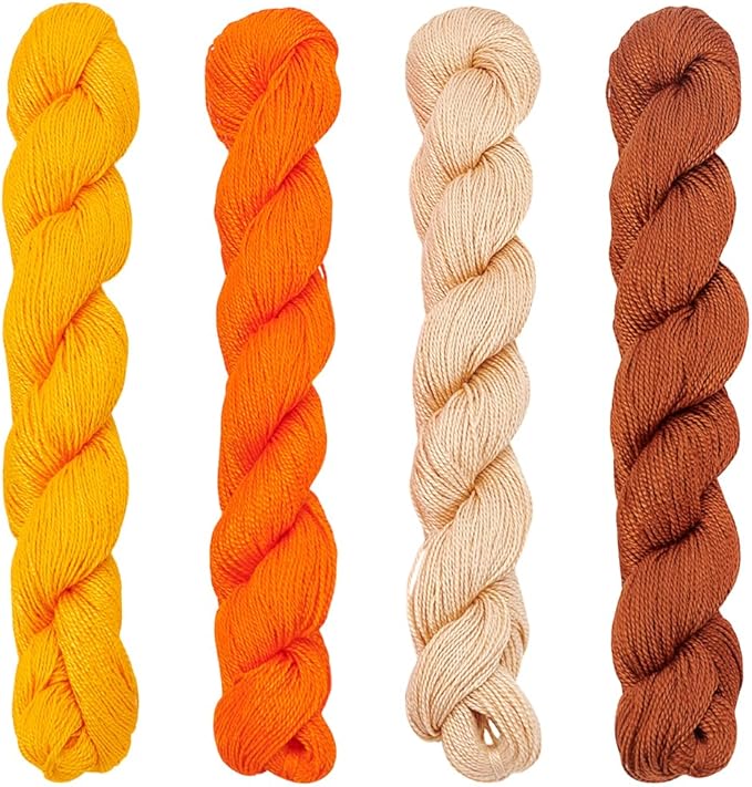 FREEBLOSS 4 Pcs Sashiko Thread Sashiko Skein 100 M*4 Colors(Sunset) Cotton Embroidery Thread Japanese Quilting & Embroidery Sashiko Kit Supplies Sewing Thread