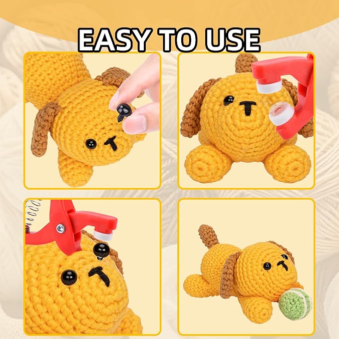 2Pcs Safety Eye Tools，Safety Eyes Snapper Tool with Hole for Amigurumi，Safety Eye Auxiliary Tool Fit Safety Eyes for Crocheting & 5-30mm Animal Eyes DIY Making（Red）