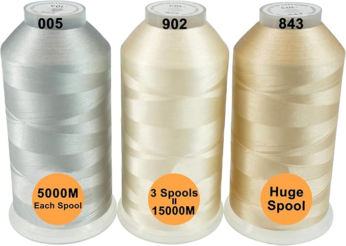 New brothreads - 40 Options- Various Assorted Color Packs of Polyester Embroidery Machine Thread Huge Spool 5000M for All Embroidery Machines -Neutral Colors