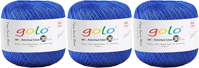 golo 3 Balls Crochet Thread Size 30 Embroidery Thread Yarn for Hand Kniting Yarn for Tatting 633