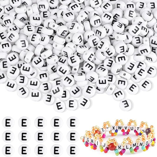 500pcs Letter E Beads Bulk, Letter Beads, Alphabet Bead for Friendship Bracelets, Jewelry Making Supplies,DIY Making Kit