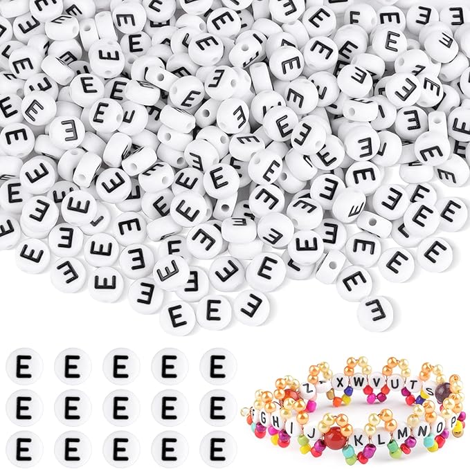 1500pcs Letter E Beads Bulk, Letter Beads, Alphabet Bead for Friendship Bracelets, Jewelry Making Supplies,DIY Making Kit