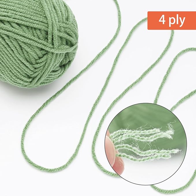 NICEEC 300g Soft Assorted Colors Yarn - Sport Weight,100% Acrylic, 4 Ply, Bonbons Yarn for Crochet & Knit, DIY Project Starter Kit for Kids or Adults(Total 870yds) - Willow