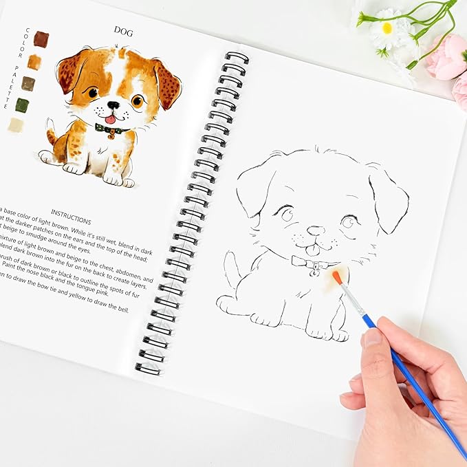 Watercolor Workbooks Animals, 15 Beautiful Paintings for Water Color Book Adult, Watercolor Coloring Book for Beginners, Watercolor Workbook for Adults Teens (Without Palette, Animals)