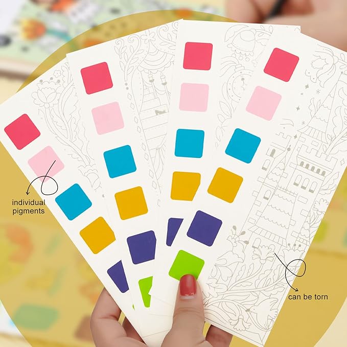 Pocket Watercolor Book Set, Watercolor Painting Book,Watercolor Bookmarks for Kids, Beginning, Students Painters Christmas Gifts (1PCS-B)