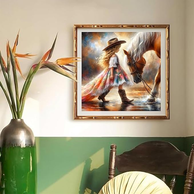 STGLCR Boot Diamond Painting Kits for Adults,5D Horse Cowboy Diamond Art Kits for Beginners,DIY Full Drill Diamond Gem Art with Painting Kits for Home Wall Decor 12 x 12 Inch