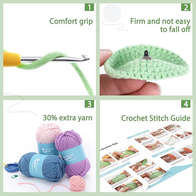 Complete Beginners Crochet Kit - Turtle Crochet Kit, All You Need in, Include Step-by-Step Video Tutorials, Easy Using Soft Yarn, Instruction, Birthday Gift for Adults, Teens