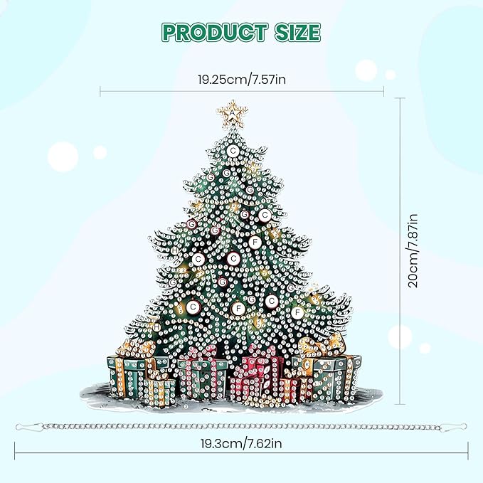 MOGTAA Christmas Diamond Art Hanging Kits for Adults Kids, Christmas Tree Diamond Art Suncatchers, 5D Special Shape Diamond Painting Gem Art for Home Garden Wall Decor