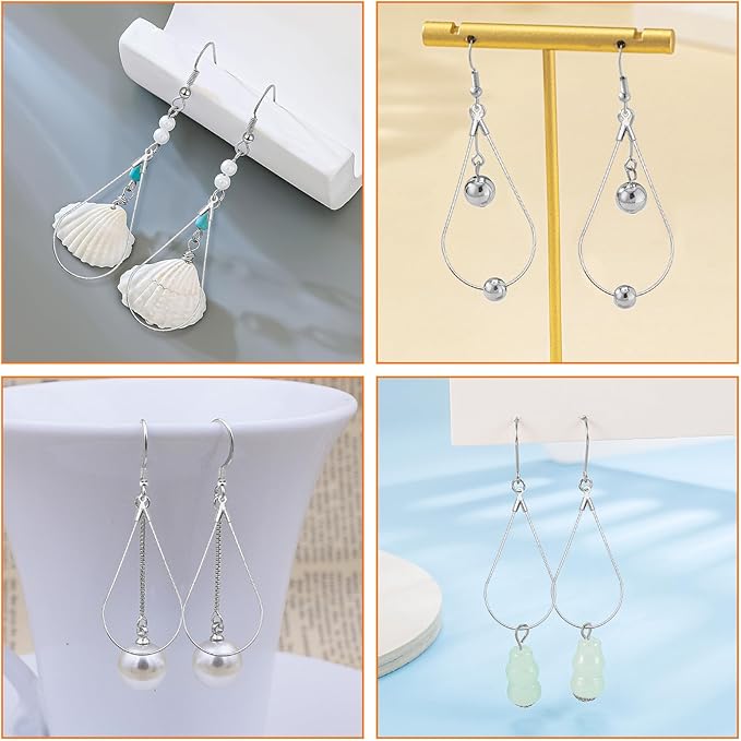 360pcs jewelry making earrings supplies beading hoop earring finding,earring hooks,jump rings,earrings backs for diy craft jewelry making(white k,teardrop)