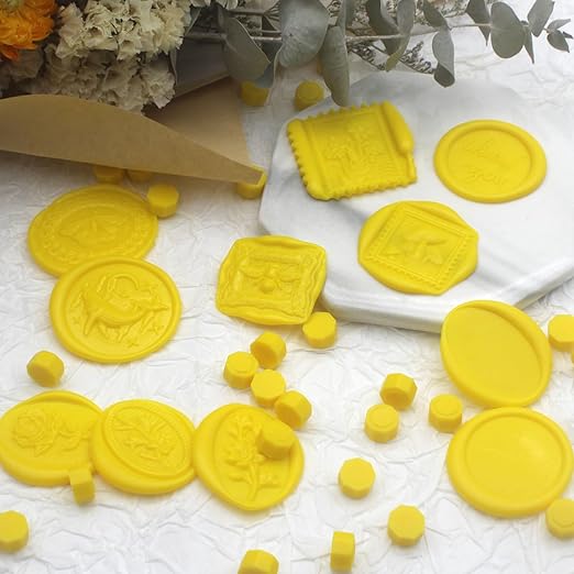 andotopee 600pcs yellow wax seal beads, premium sealing wax pellets for stamp seals, wedding invitation, letter envelope, greeting card decorations & scrapbook diy crafts