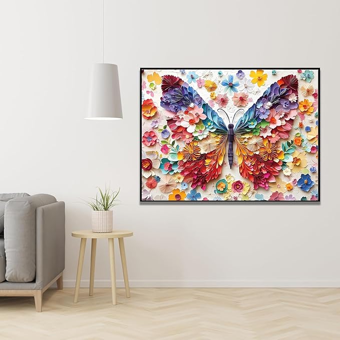 EIBEILI Adult Diamond Painting Set -Flower Butterfly Diamond Painting Set, 5D Diamond Painting, DIY Full Diamond Painting Gemstone Craft 11.8x15.7 inches