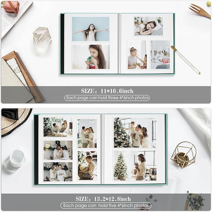Spbapr Large Photo Album Self Adhesive 3x5 4x6 5x7 8x10 Pictures Magnetic Scrapbook 40 Blank Pages Linen Cover DIY Album with A Metal Pen Red