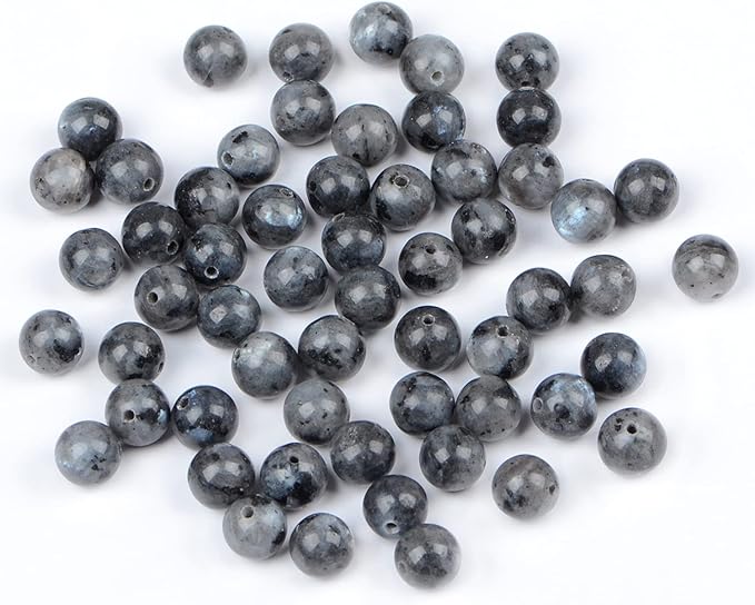 bymitel 210pcs natural crystal beads stone gemstone round energy healing loose beads with stretch cord for jewelry making bracelets anklets (larvikite labradorite, 4mm 210pcs)