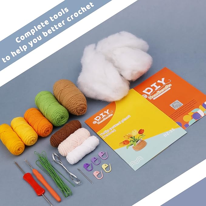 kgxulr Crochet Kit for Beginners, Crochet Kit Beginner Crochet Starter Kit for Complete Beginners Adults, Crocheting Knitting Kit with Step-by-Step Video Tutorials