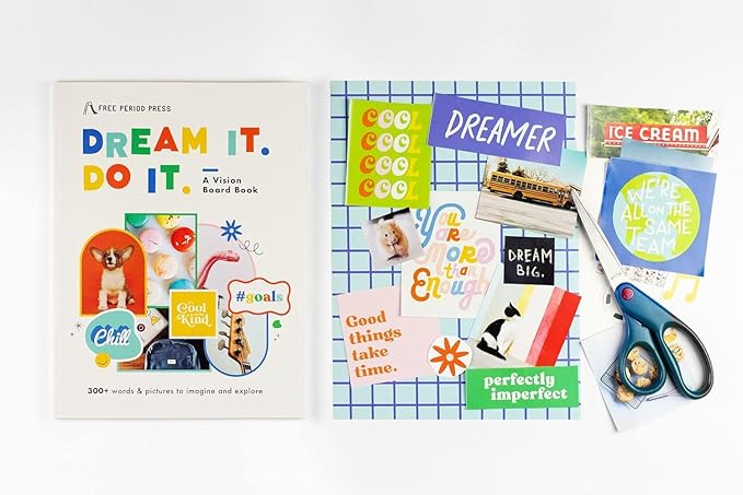 Free Period Press Vision Board Book, 700+ Words & Images in All Categories, for Visualizing Your Life Goals & Dreams, Playful, Stylish Pictures for Collage Making & Scrapbooking (Kid/Teen)
