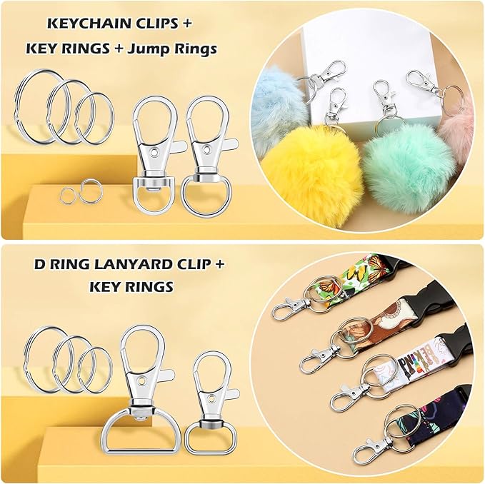 PAXCOO 300PCS Keychain Making Kit, Keychain Craft Supplies Including Key Chain Clips, Lanyard Snap Hooks, Key Rings and Jump Rings for Key Chain Making, Purse Making, Lanyard Making