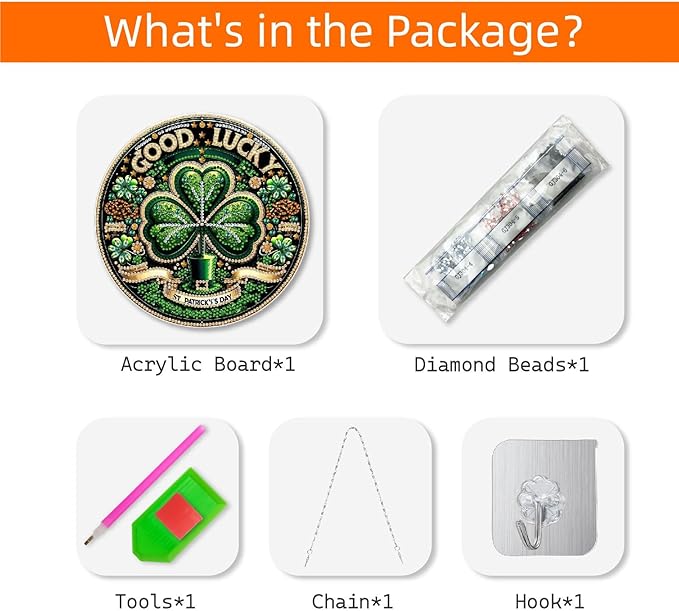 VODAPYC Saint Patrick's Day Diamond Art Hanging Kits for Adults, DIY Special Shaped Partial Diamonds Art Window Cling Pendant Ornament for Home Decor (Good Lucky)