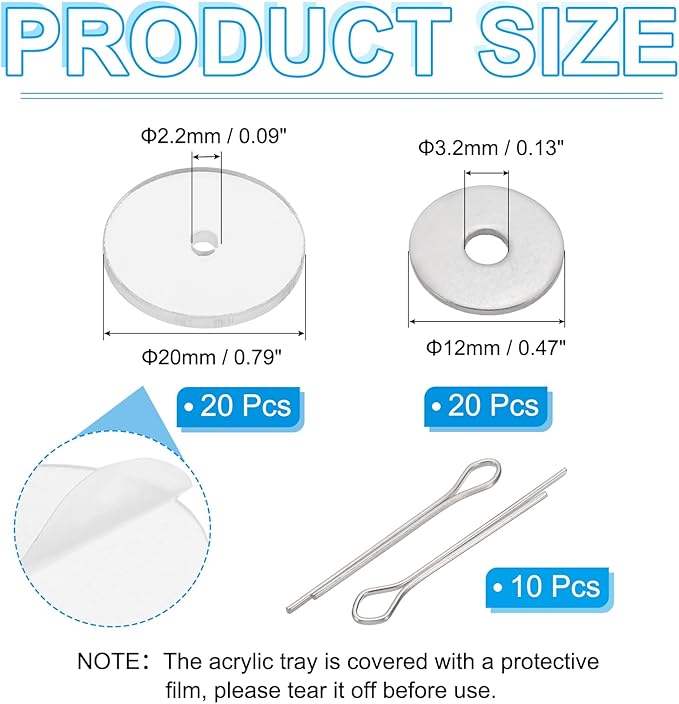 PATIKIL 20mm Doll Joints, 10 Set Removable Cotter Pin Joints Connector and Acrylic Tray for Bear Limbs Making Head Joints DIY Crafts Accessories