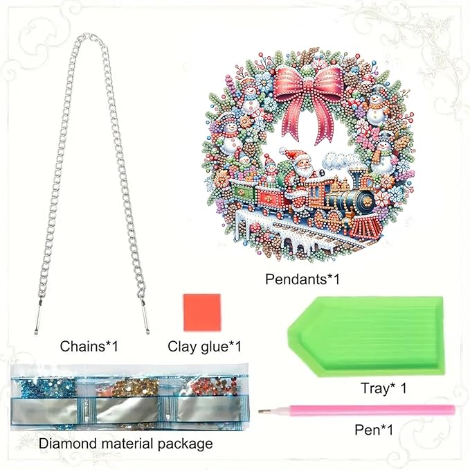 SHLUHA Diamond Art Kits for Adults Diamond Art Christmas Santa Claus Design Special Shape Acrylic Hanging Pendant Crystal Mosaic Home Wall Door Window Decor with Chain Handmade Christmas Gift(LG06)