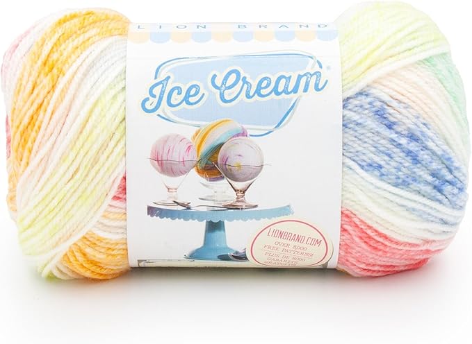Lion Brand Yarn, Ice Cream Baby Yarn for Knitting, Crochet, and Crafts, Turtle Tracks, 1 Pack, DK Weight Colorful Acrylic Fiber for Baby Blankets, Hats, and Sweaters