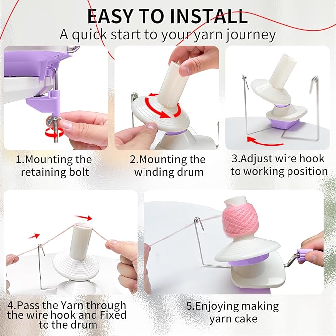 SPEENSUN Yarn Winder, 3.5 OZ Easy-to-Install and Efficiently Yarn Spinner with Lower Noise, Robust ABS Material Ball Winder for Crochet and Knitting Lover for Yarns Below Size 5