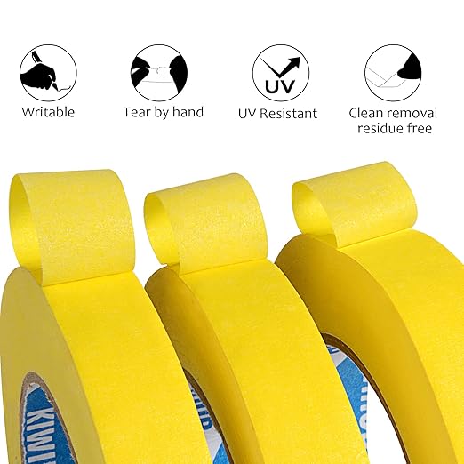 Yellow Painters Tape,2" x 60 Yards x 5 Rolls (300 Yards Total) - Medium Adhesive Masking Tape for Painting,Labeling,DIY Crafting,Decoration and School Projects
