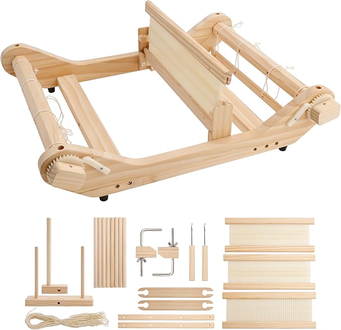 WILLOWDALE 12 Inches Rigid Heddle Loom, Weaving Loom Kit with Shed Stick, Wooden Multi-Craft Weaving Loom for Adults, Threads Warping Frame with Pegs and Yarn Stand, Frame Loom for Beginner