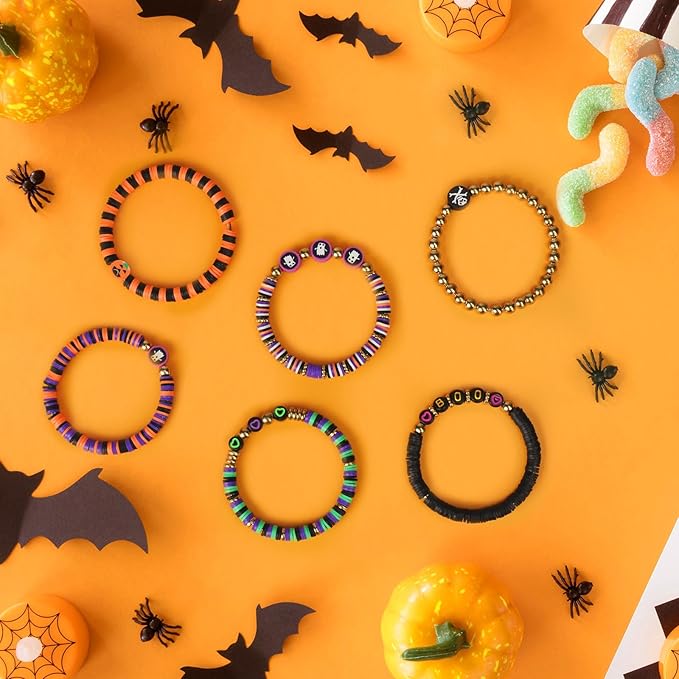 Gionlion 3500 Pcs Halloween Beads for Bracelets, Clay Beads Bracelet Making Kit Halloween Decorations Charms Jewelry Making, DIY Crafts for Gifts Party Favors
