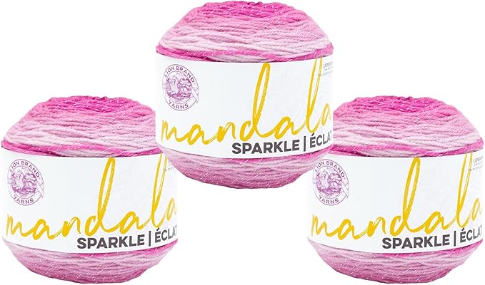 Lion Brand Yarn Mandala Sparkle, Self-Striping Yarn, Aries, 3 Pack