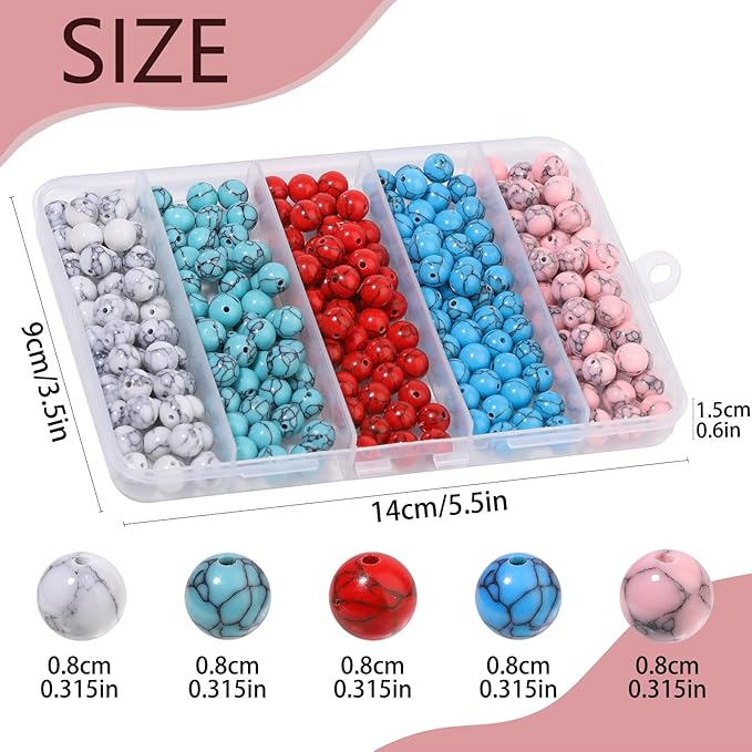 Songxi Stone Beads Bracelet Making Kit 240PCS, 8mm Loose Crystal Gemstone Beads for Bracelet Necklace Earring, DIY Crafts Beads for Jewelry Making for Couples Lovers Adults