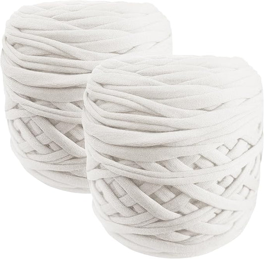 2 Pack 270g Polyester Blanket Yarn t Shirt Yarn Tshirt Yarn for Crochet t-Shirt Yarn Fabric Yarn T-Shirt Crochet Yarn for DIY Knitting Crochet Cloth Blanket Bag Dolls (Coffee) (White)