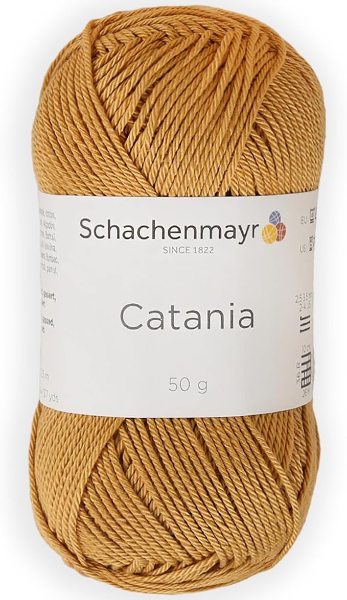 1 Skein/Pack Schachenmayr (SMC) Catania Originals Yarn, Each Ball 1.76 Oz (50gr) / 136 Yards (125 m), 100% Mercerized Cotton for Knitting and Crochet Yarn, Sport Weight, 431 - Curry