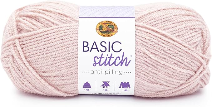 Lion Brand Yarn Basic Stitch Anti-Pilling Yarn for Crocheting, Knitting, and Crafts, Blush Heather, 1 Pack
