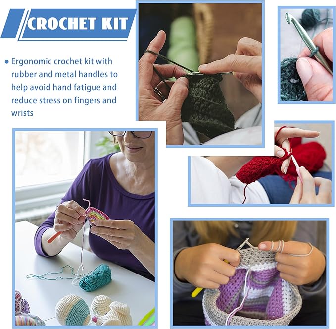 IMZAY 120Pcs Crochet Hooks Set for Beginners, Complete Crochet Kit with Case, Ergonomic Knitting Needle, Stitch Markers, Yarn Needles & Knitting Accessories for Crochet Lovers