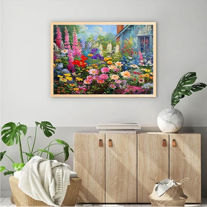 Meothan Flowers Diamond Painting Kits for Adults, Wild Flowers Diamond Art Kits Full Drill Diamond Gem Art Painting Kits for Gift Wall Decor 12x16 inch