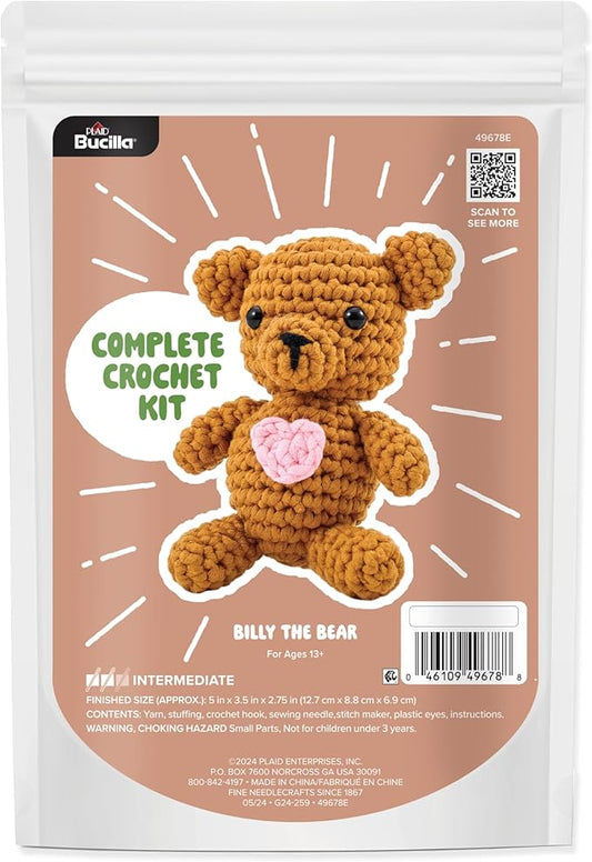 Bucilla Complete Crochet Kit, Billy The Bear, 5"