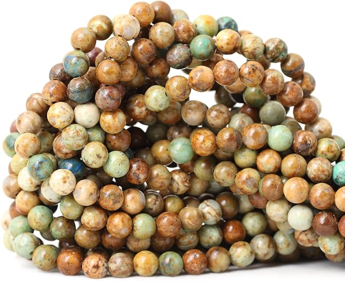 cheavian 60pcs 6mm natural peacock turquoise gemstone round loose beads for diy bracelet necklace earrings jewelry making 1 string 15 inches