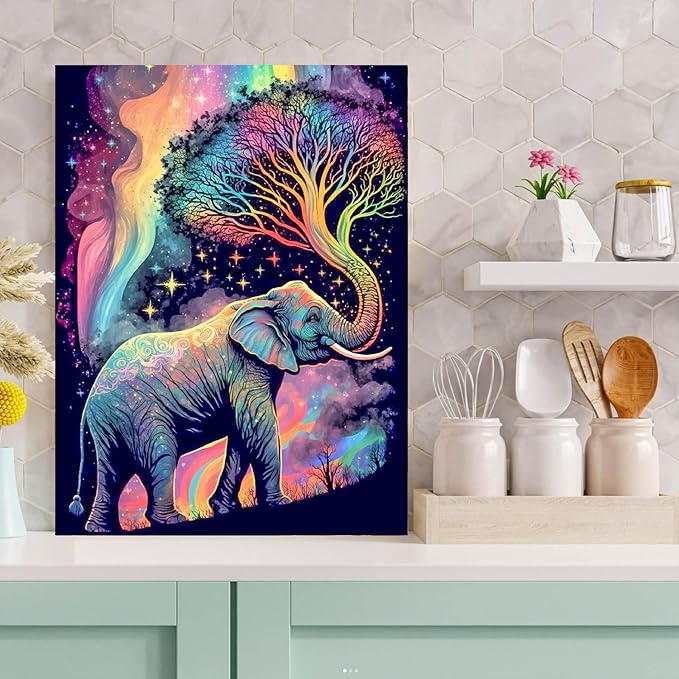 Meothan 5D Diamond Painting Kits for Adults Elephant Diamond Art Kits for Adoults DIY Full Round Paint with Diamond Art Dots Abstract Gem Art Painting Crafts for Home Wall Decor 11.8x15.7inch
