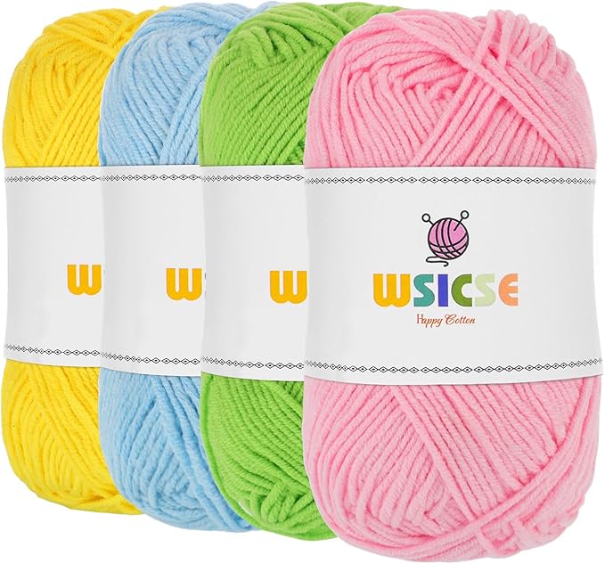 4 PCS Crochet Yarn, 560 Yard Soft Fluffy Yarn for Crocheting Assorted Colors for Knitting Easter Basket Stuffers 1 Skein/140 Yard-Macaron