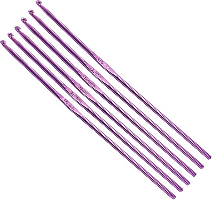 Auvotuis 6Pcs 3mm US Size D (Size 3) Aluminum Crochet Hook Knitting Needles for DIY Craft Yarn, Purple