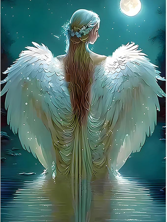 SENQAO Angel Diamond Painting Kits for Adults - Angel 5D Diamond Dots Paintings for Beginners Round Full Drill Gem Art Painting Kits DIY Crafts Home Wall Decor 12x16inch