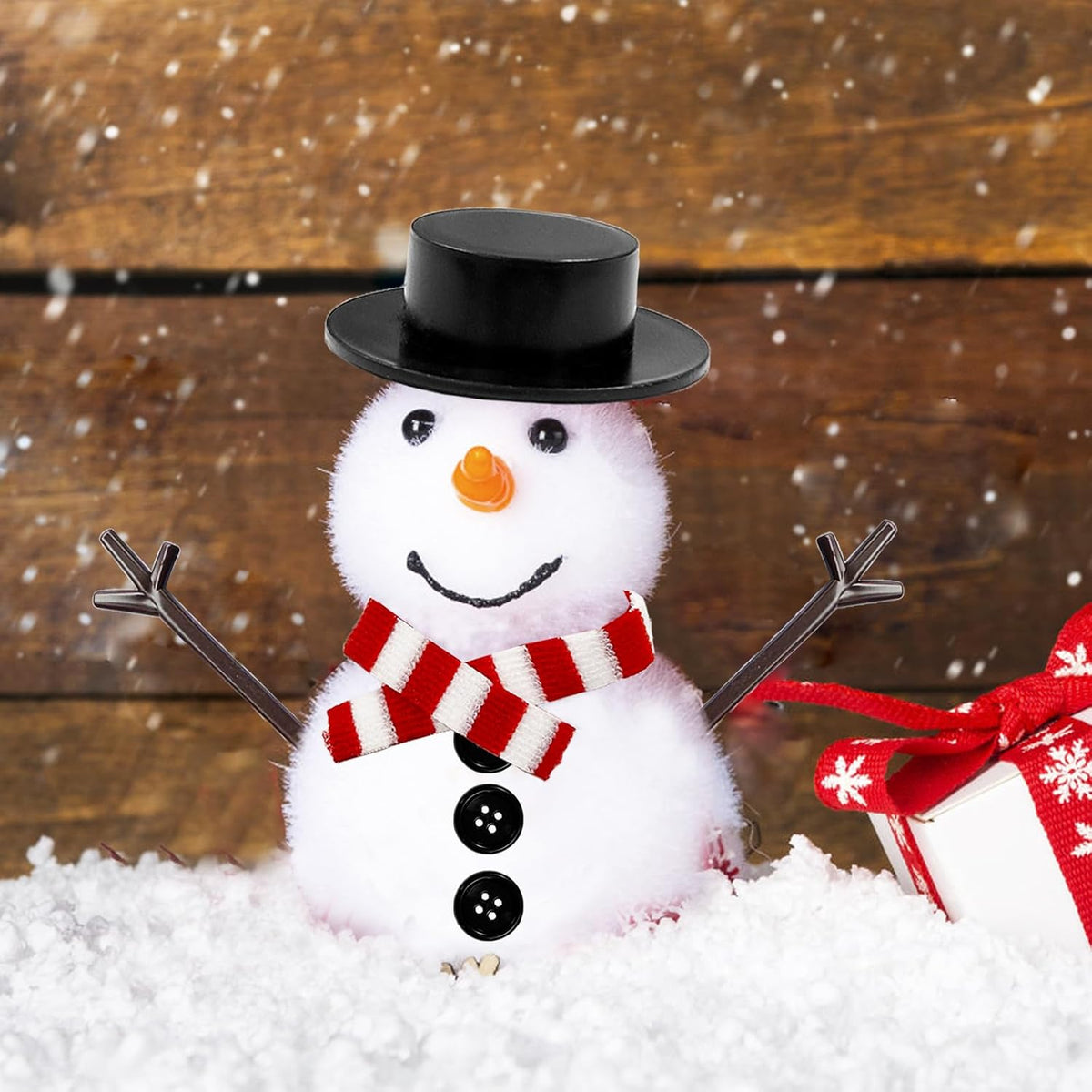 Haawooky 540 Pcs Snowman DIY Crafts Kit,Snowman Crafts with Black Hats,Carrot Noses Buttons,Tiny Buttons,Trigeminal Hands and Colorful Scarfs,Build a Snowman Kit Christmas Party Supplies for Adults
