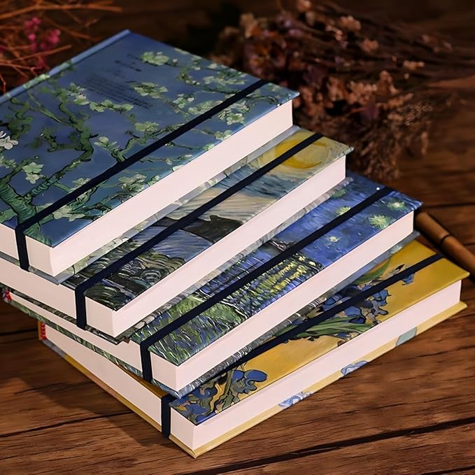 Art Journal, Sketch book, Blank Notebook, 130gsm, Thick Paper Sketchbook, A5, Hardcover Drawing Notebook, Blank Page Journal, Lay Flat, Unlined, Van Gogh Almond Blossom, Cute Sketchbook