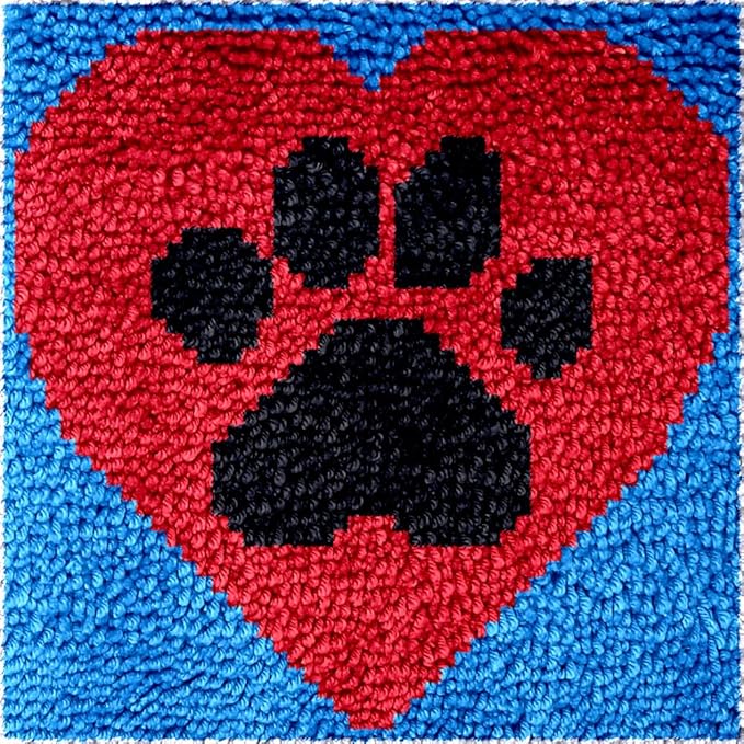 Numptain Latch Hook Kits for Adults,DIY Rug Crafts Love Pattern Color Printed Canvas,Latch Hook Kits for Beginners Handmade Needlework Crafts Home Decoration,12"x12"