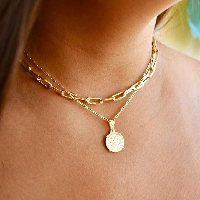 KYUNHOO 32.8 Feet Small Paperclip Chain Spool Light Gold Plated Chain Bulk Soldered Cable Link Craft Chain for Necklace Bracelet Ankle Jewelry Making with Jewelry Clasps