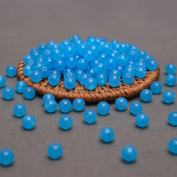 bonny boxx 500pcs 8mm jelly sapphire acrylic round beads, smooth transparent acrylic balls, plastic resin gumball bubblegum chunky beads for necklace & bracelet making, crafting supplies