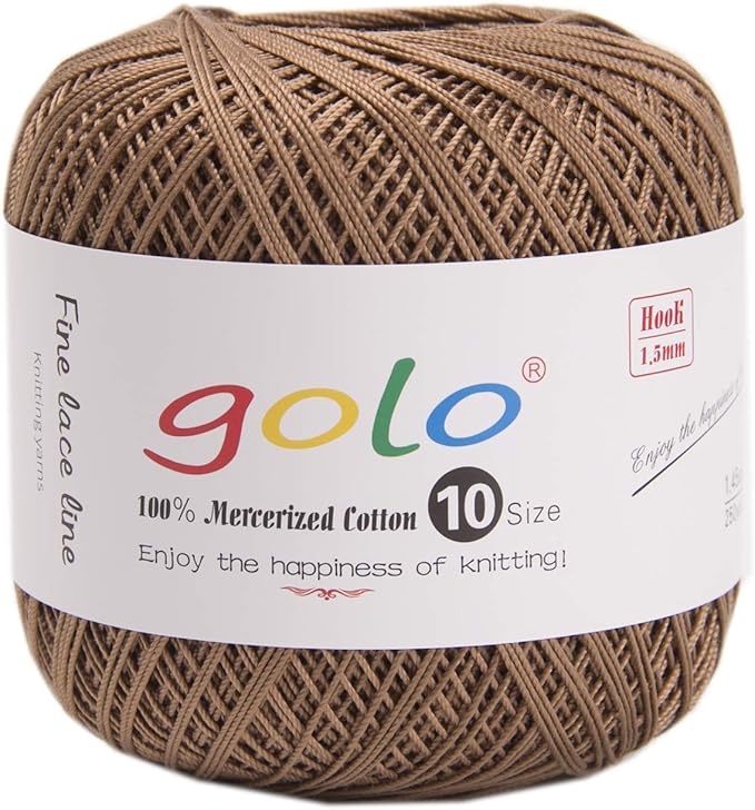 golo Crochet Thread Yarns for Hand Knitt Size10 Golden Coffee 736