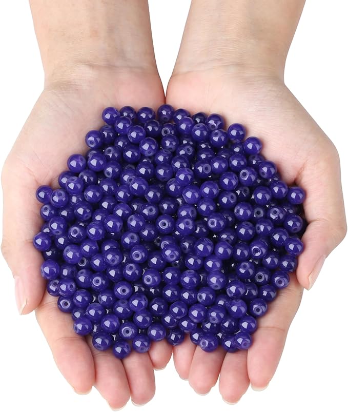 500Pcs Navy Blue Crystal Round Glass Beads for Earring Necklaces Bracelets, 8mm Glass Crystal Beads for Bracelet Making Kits DIY Crafts(Navy Blue)