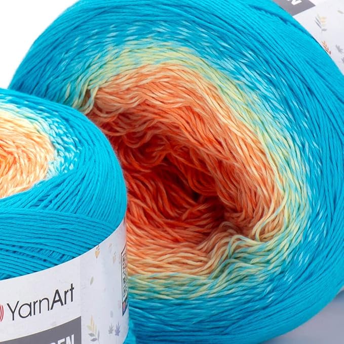 Yarn Art Flowers Rosegarden 100% Cotton 250gr 8.80 oz 1094yds Multicolor Cotton Yarn Rainbow Crochet Yarn Spring Summer (317)
