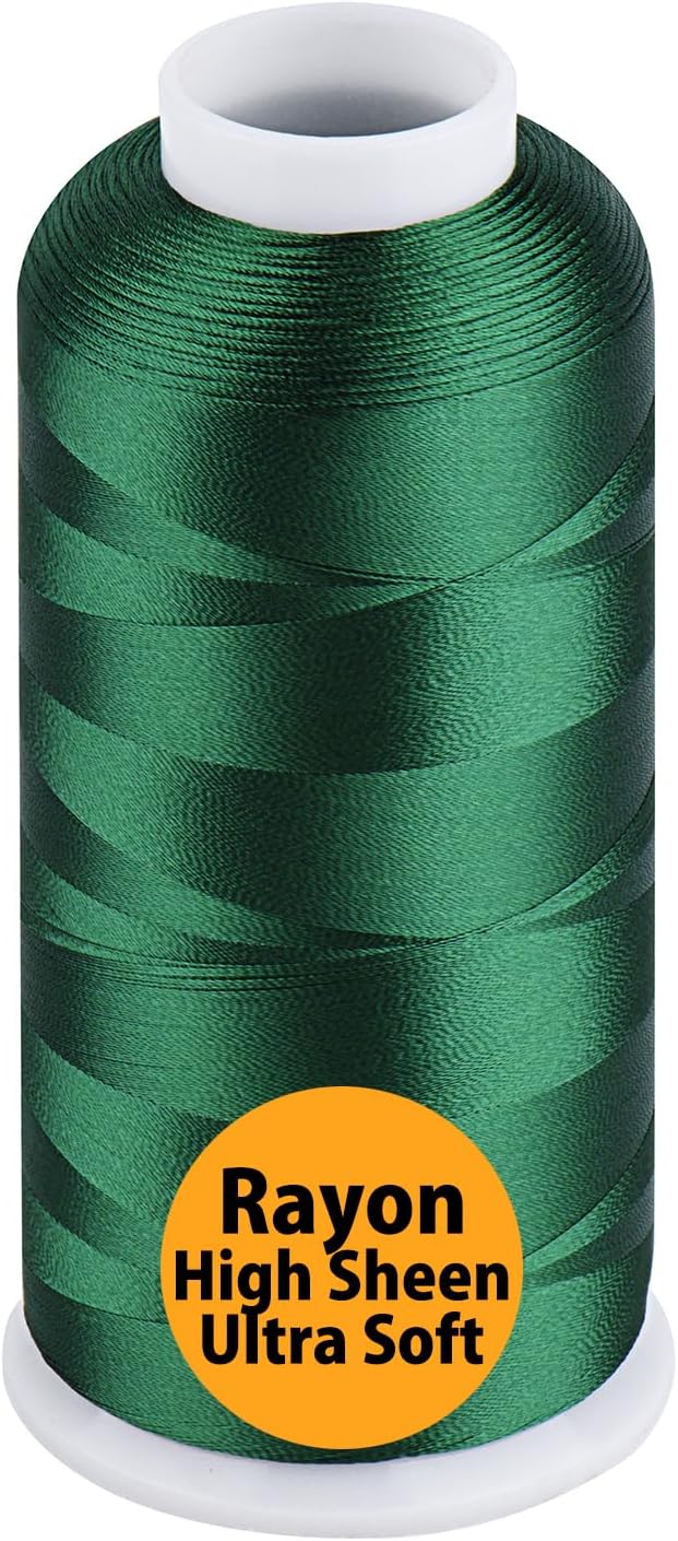 Simthread Rayon Embroidery Thread 5500 Yards Huge Spool, 40wt 100% Rayon Viscose for Commercial and Domestic Machines - Green 1103